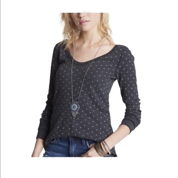 Anthropologie We the free polka dot gray thermal size extra small - Picture 1 of 12